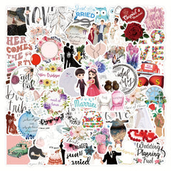 60pcs Wedding Celebration Stickers Waterproof Vinyl Stickers