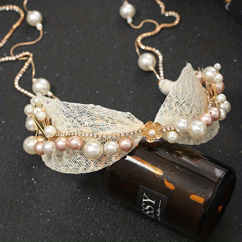 Bridal Faux Pearl Hairband with Tassel Head Jewelry