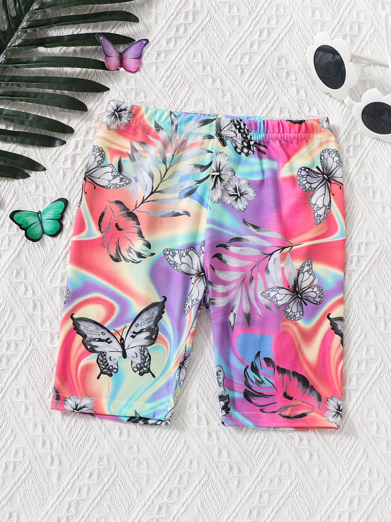 Toddler Girls Butterfly Graphic Elastic Waist Bike Shorts