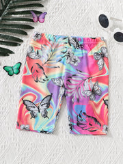 Toddler Girls Butterfly Graphic Elastic Waist Bike Shorts