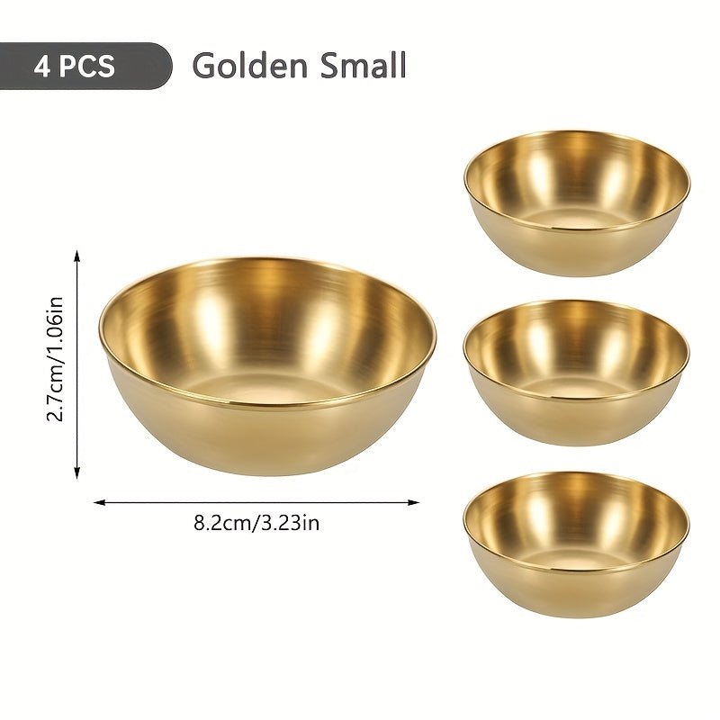 4Pcs Stainless Steel Sauce Dishes Condiment Cups Seasoning Dip Bowl