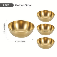 4Pcs Stainless Steel Sauce Dishes Condiment Cups Seasoning Dip Bowl