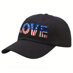 LOVE Embroidery Baseball Cap, Flag Pattern Dad Hat
