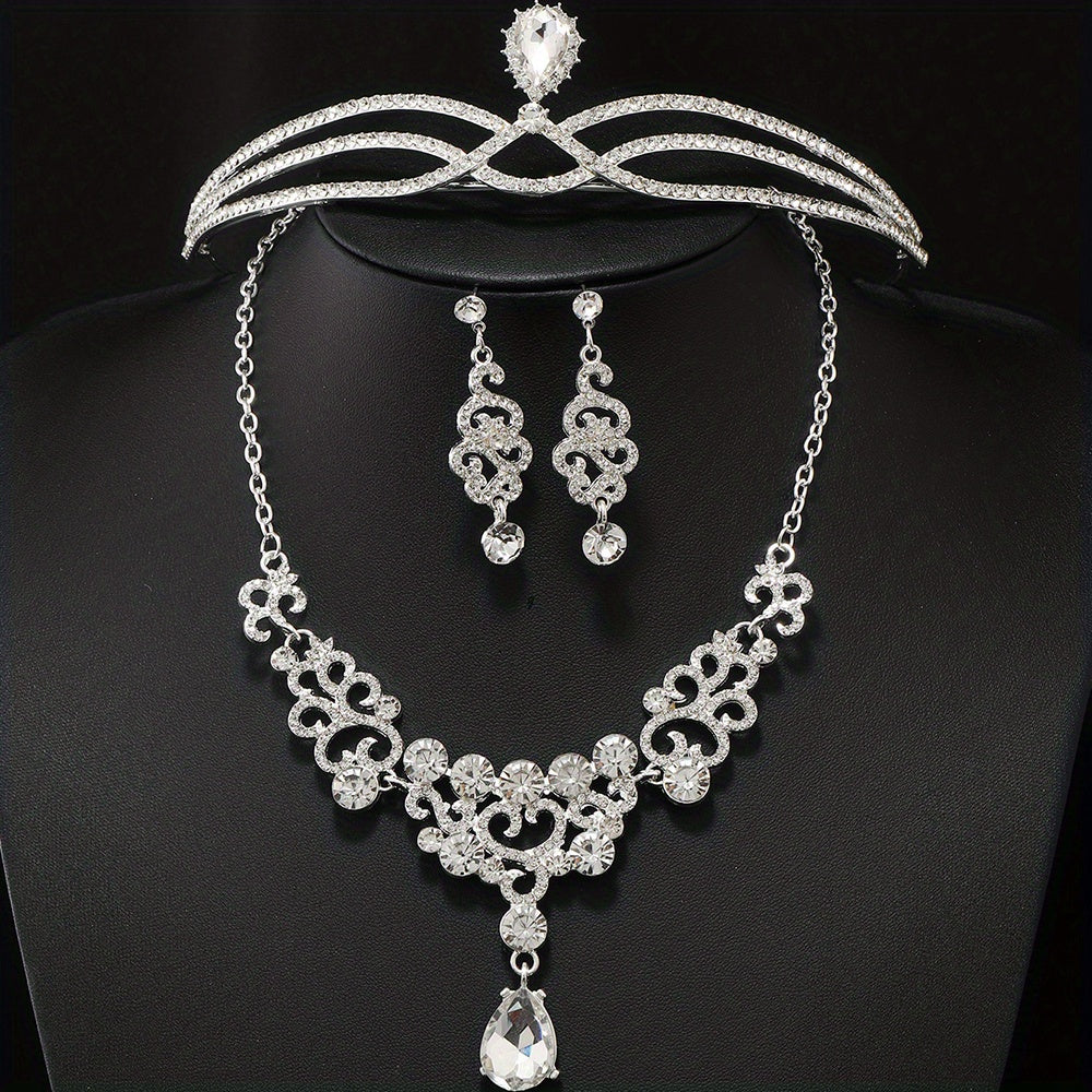 Rhinestone Headband Earrings Set Bridal Hair Accessories