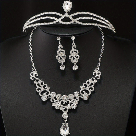 Rhinestone Headband Earrings Set Bridal Hair Accessories