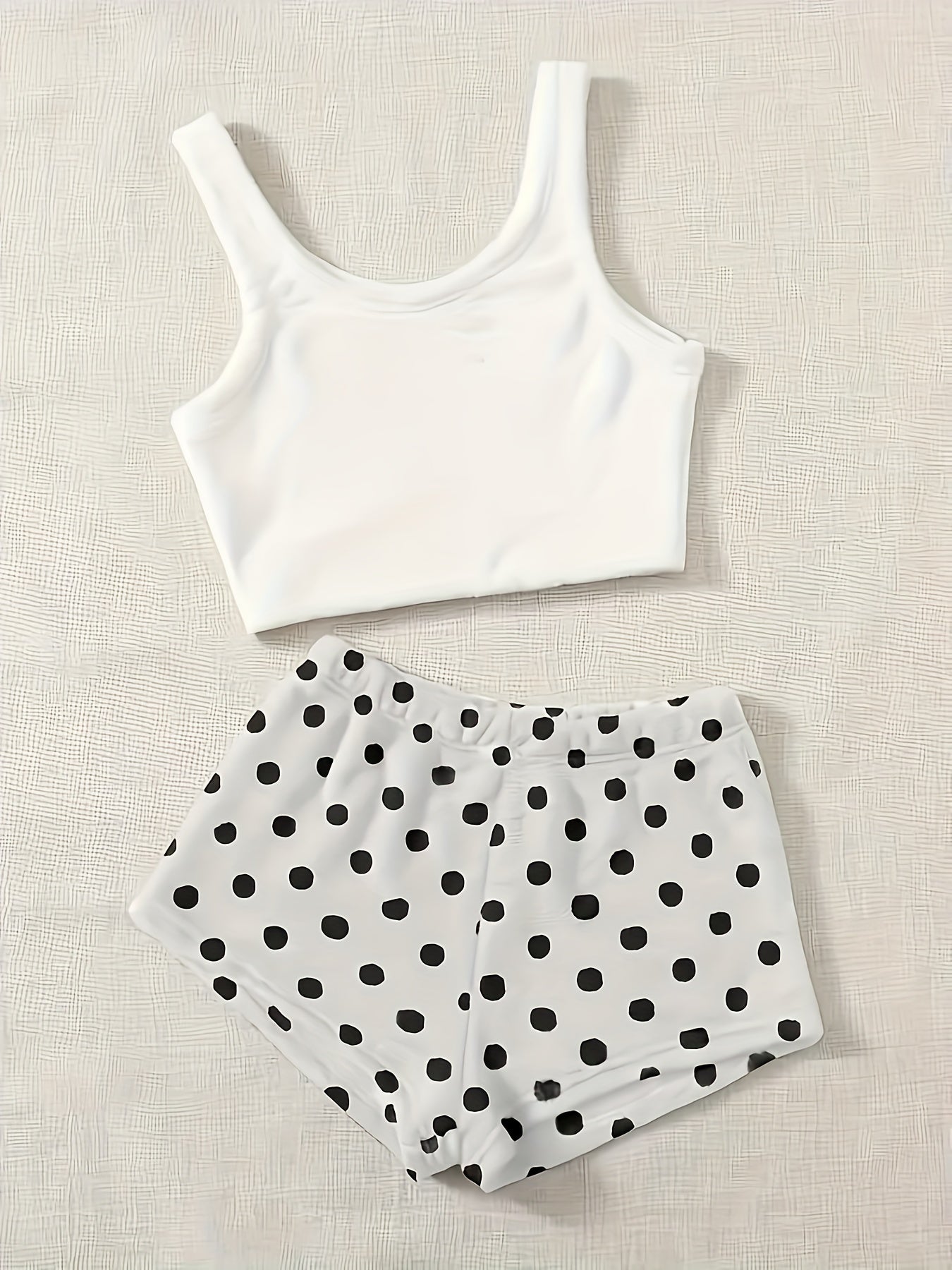 Fuzzy Fleece Pajama Set with Polka Dot Shorts