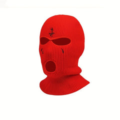 Funny Tear Embroidery Balaclava Y2K Ski Mask Anime Hip Hop Knit Hat