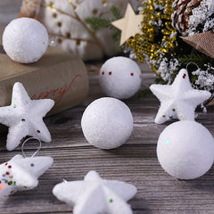 12pcs Star & Round Ball Christmas Tree Ornaments Home Decoration