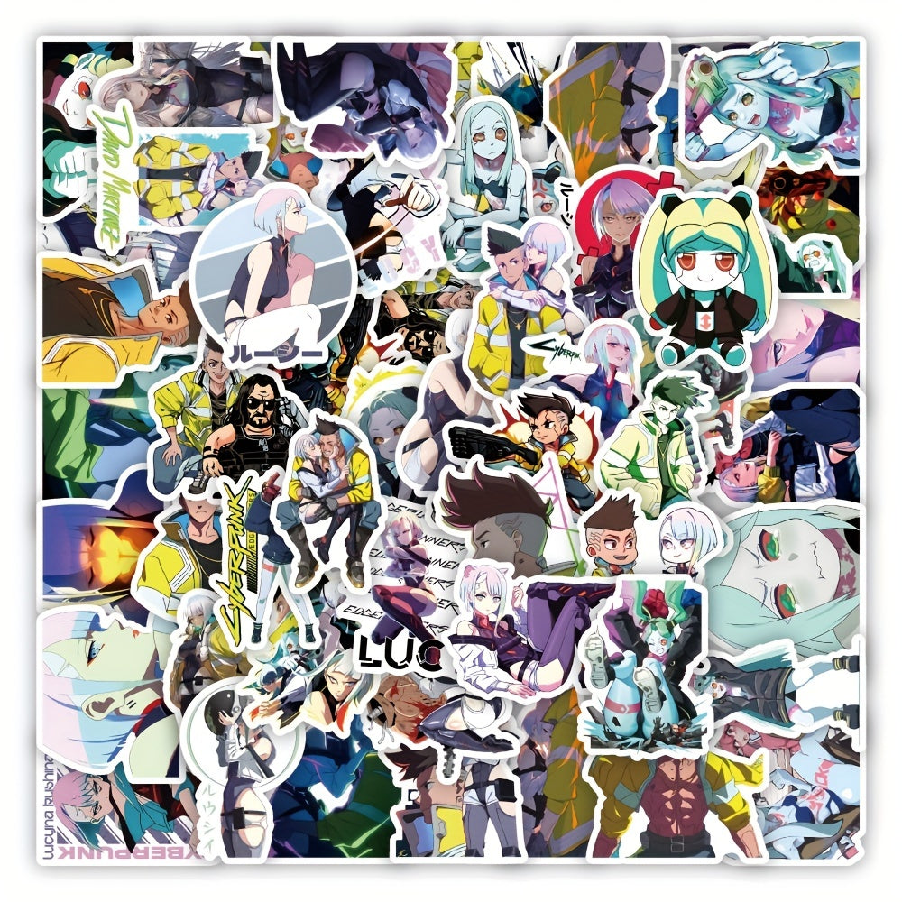 50Pcs Cyberpunk Style Graffiti Stickers for Motorcycles Laptops Desktops