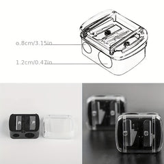 Double Holes Cosmetic Pencil Sharpener Stainless Steel Blades Plastic Cover