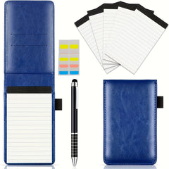Faux Leather Pocket Notebook Set with Pen - Portable Mini Notebook