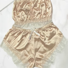 Satin Nightwear Set Sleeveless Top & Shorts