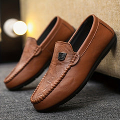 Men's Comfy Moc Toe Loafers Non-slip Driving Shoes