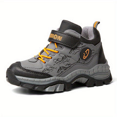 Boys' Durable Hiking Shoes, Hook & Loop Fastener, Comfy & Breathable, Anti-Skid