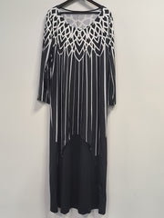 Geometric & Stripe Print Maxi Dress With Pockets