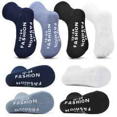 8 Pairs Baby Non Slip Toddler Socks Solid Crew Socks Boys Girls