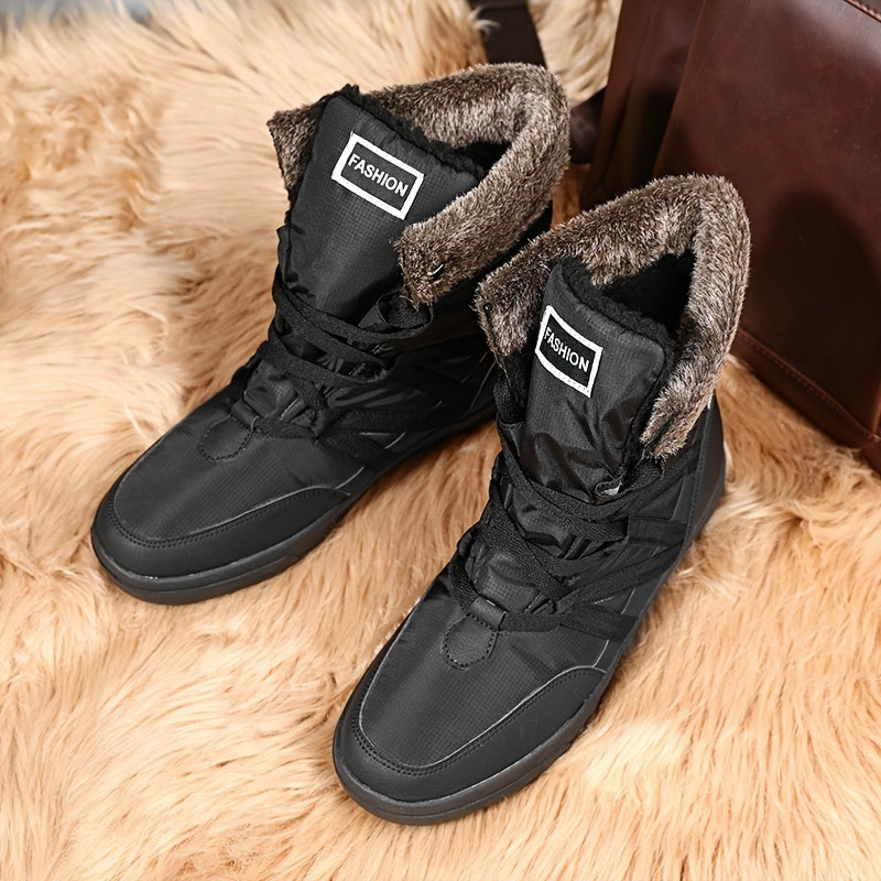 Men's High Top Snow Boots Winter Warm Fleece Non Slip Lace Up