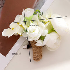 Rustic Rose Boutonniere with Twine Tie Romantic Corsage for Groom Wedding