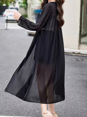 Chiffon Cover Up Cardigan Long Sleeve Sheer Beach Cover Up
