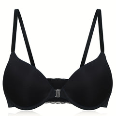 Lace Plunge Bra Front Buckle Push Up Lingerie