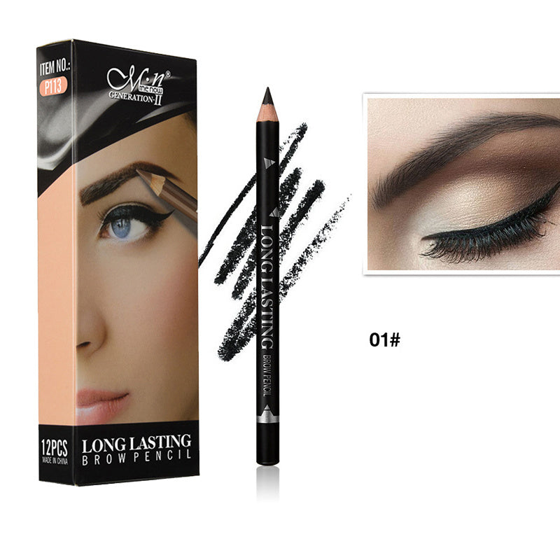 12 Pcs Dark Brown Eyebrow Pencil Eyeliner Set Waterproof Eye Makeup
