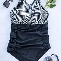 Colorblock Stripe One Piece Swimsuit