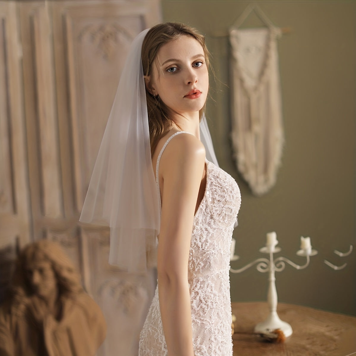 Baroque Wedding Veil 2 Tiers Bride Veil Long Veil Wedding Decal