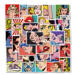 50pcs Pop Style Comic Character Stickers - Phone Cup Computer Decor