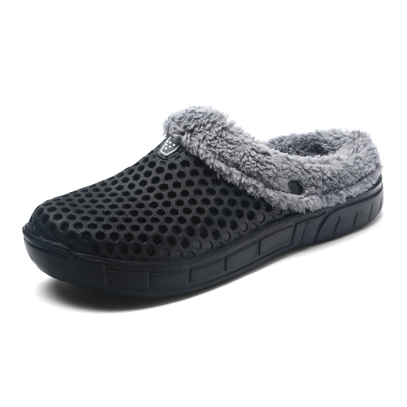 Men's Warm Fleece Cozy Slides Slippers Comfortable Non slip Home Shoes