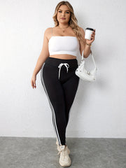 Striped Side Waistband Skinny Leggings