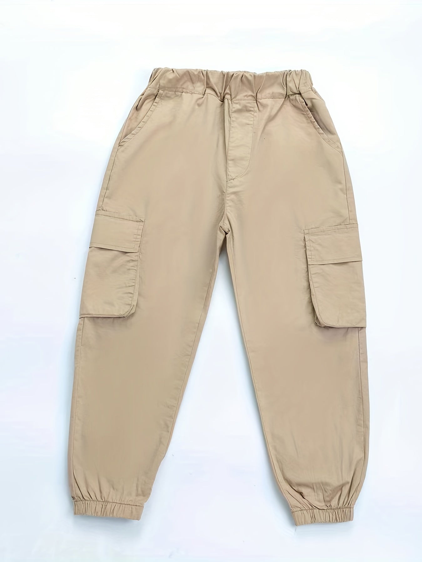 Girls Cargo Pants Elastic Waist Casual Joggers Loose Fit Trousers