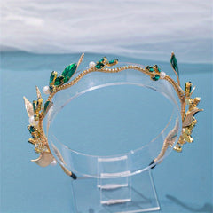 Girls Green Rhinestone Pearl Hair Hoop Dress Accessory