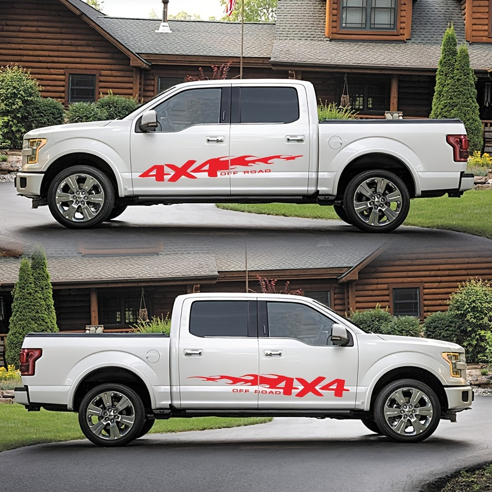 2PCS 4x4 Off Road Fire Totems Stripe Vinyl Stickers