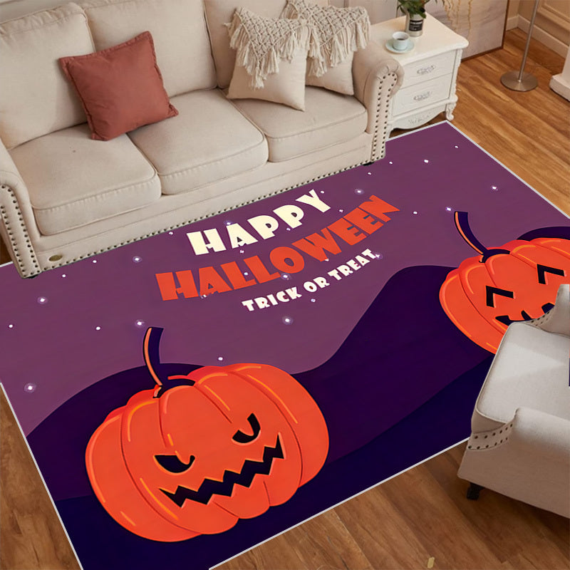 Halloween Purple Floor Carpet Home Decoration Mat Machine Washable