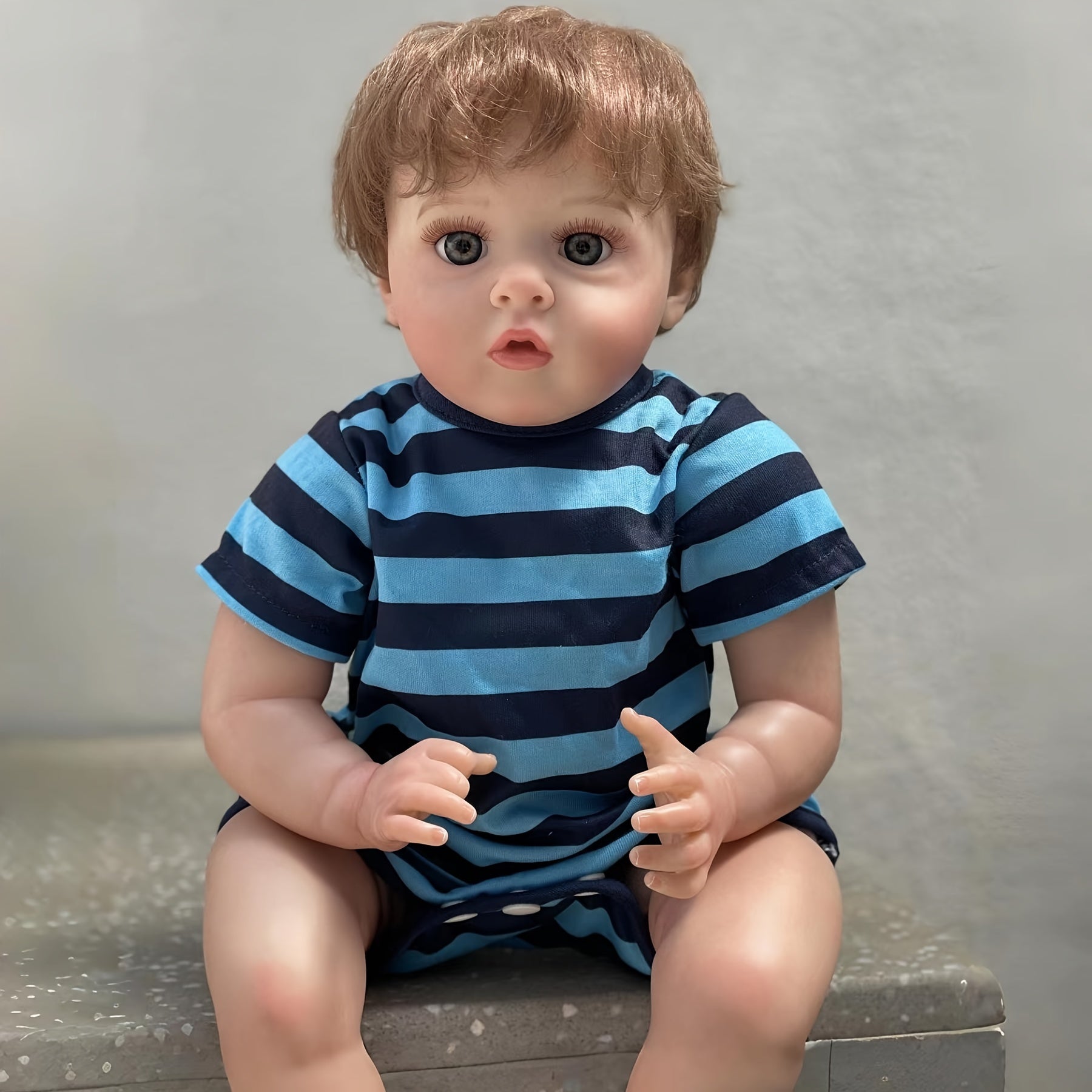 Realistic Open Eyes Reborn Doll Soft Body Rooted Hair 3D Painted Skin