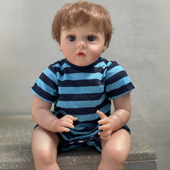 Realistic Open Eyes Reborn Doll Soft Body Rooted Hair 3D Painted Skin