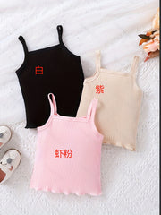 3pcs Girls Stretchy Sleeveless Cami Tops for Summer