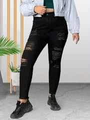 Solid Ripped High Rise Skinny Jeans