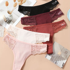 5 Pcs Lace Thongs Soft & Comfy Intimates Panties Women's Lingerie