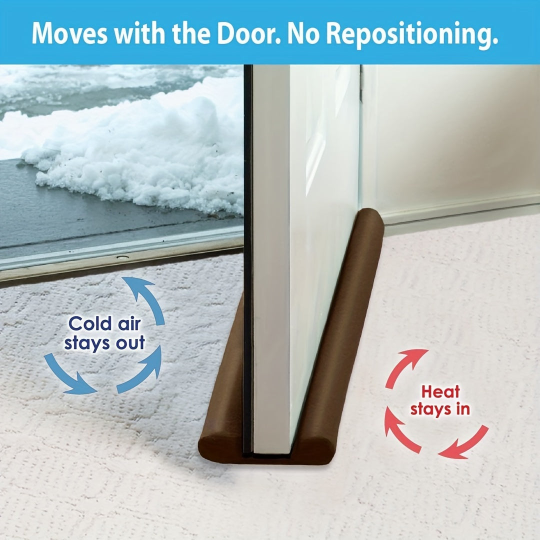 Brown Door Draft Stopper with Self-Adhesive Tape Seal