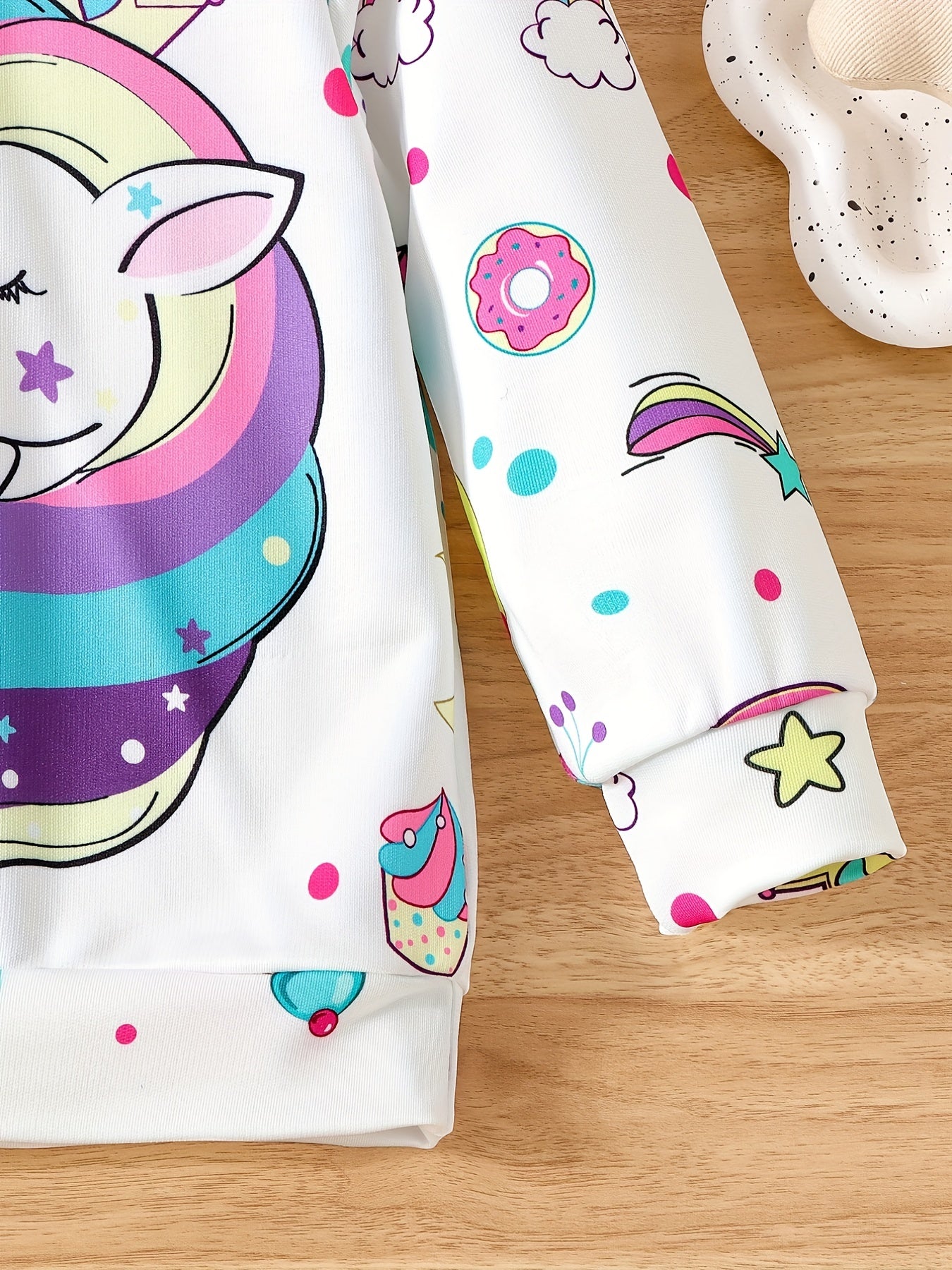 Sweet Unicorn Pattern Sweatshirt for Girls Long Sleeve Top Pullovers for Kids
