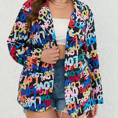Casual Allover Letter Print Blazer