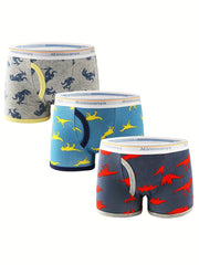 3pcs Boy's Cotton Boxer Briefs Animal Pattern Shorts