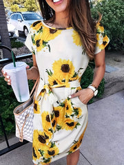 Womens Floral Print Maxi Dress with Pockets