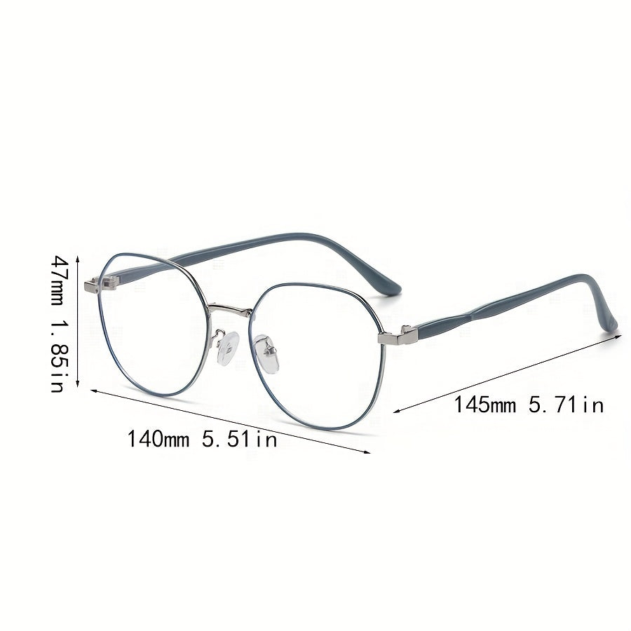 Metal Round Frame Light Blocking Glasses Spectacles Lens