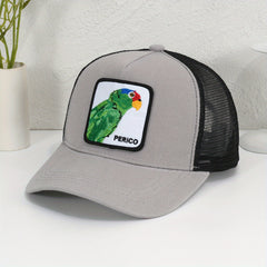 Parrot Patch Baseball Cap Mesh Trucker Hat Adjustable Sunscreen Dad Hats