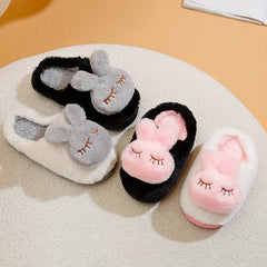 Girls Cartoon Rabbit Furry House Shoes, Non Slip Soft Bottom Walking Shoes