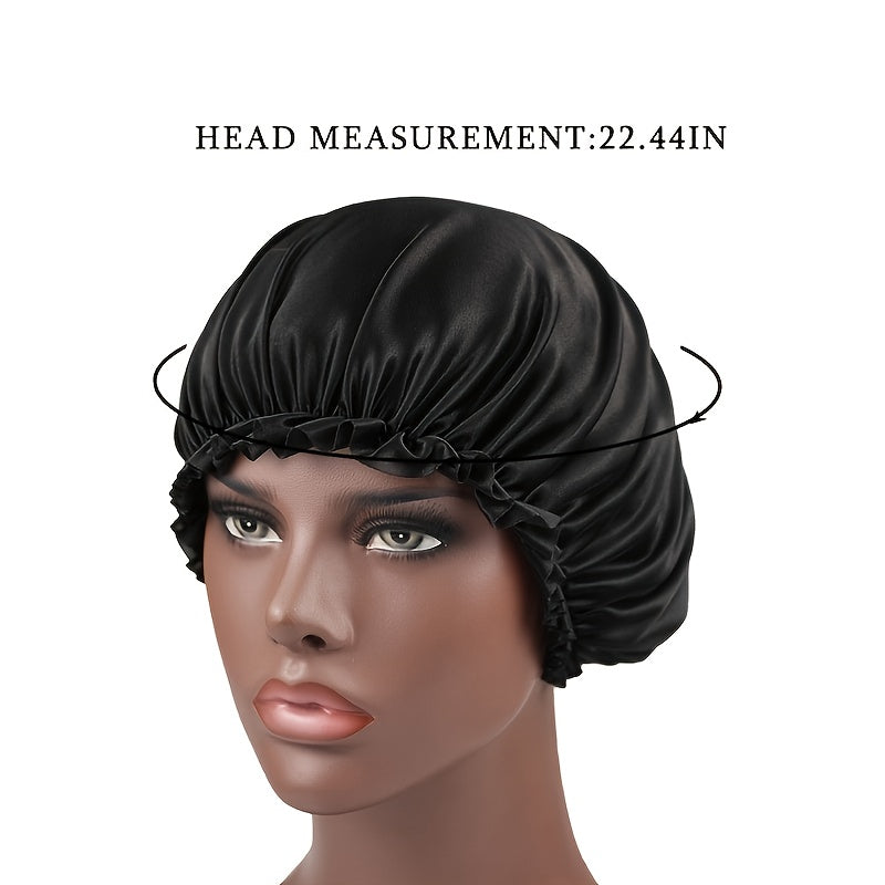 Satin Solid Wideband Sleeping Hat Night SleepCap Hair Care Bonnet