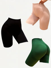 3pcs Seamless Yoga Shorts High Waist Butt Lift Athletic Running Pants