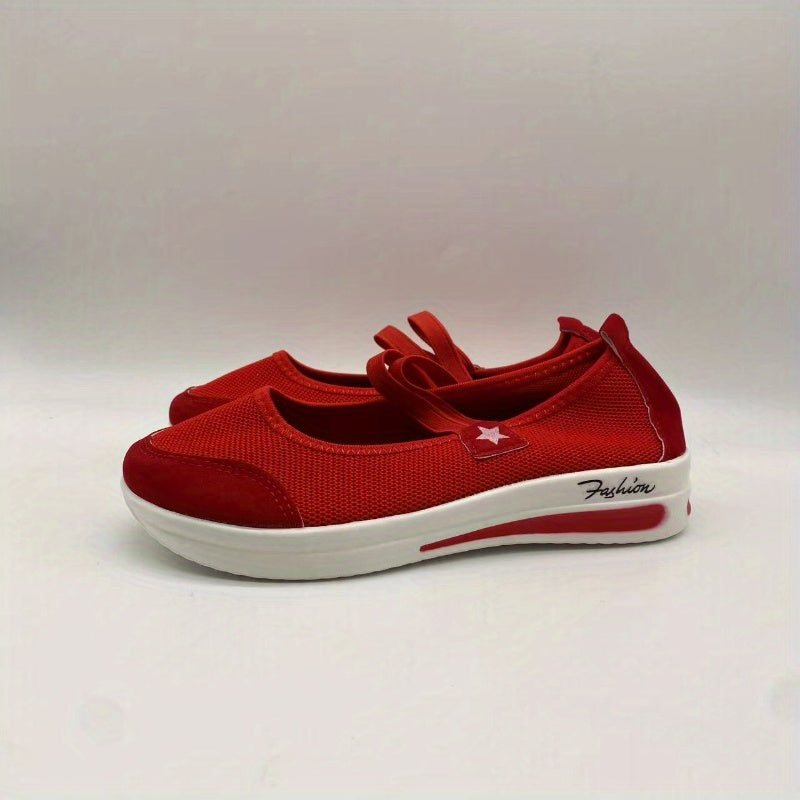 Women's Platform Hook & Loop Sneakers Casual Canvas Shoes